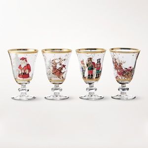 Twas the Night Before Christmas Goblets Mixed, Set of 4 glassware William Sonoma